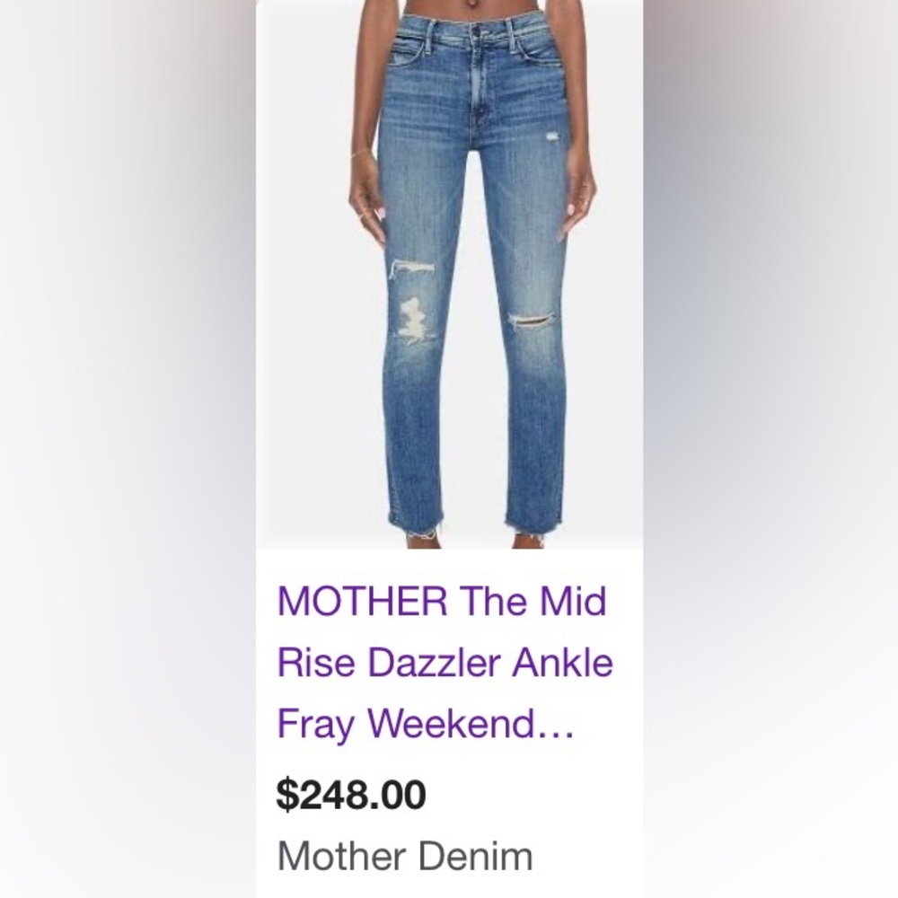 NWT MOTHER mid rise dazzler ankle step fray sz 28 $248